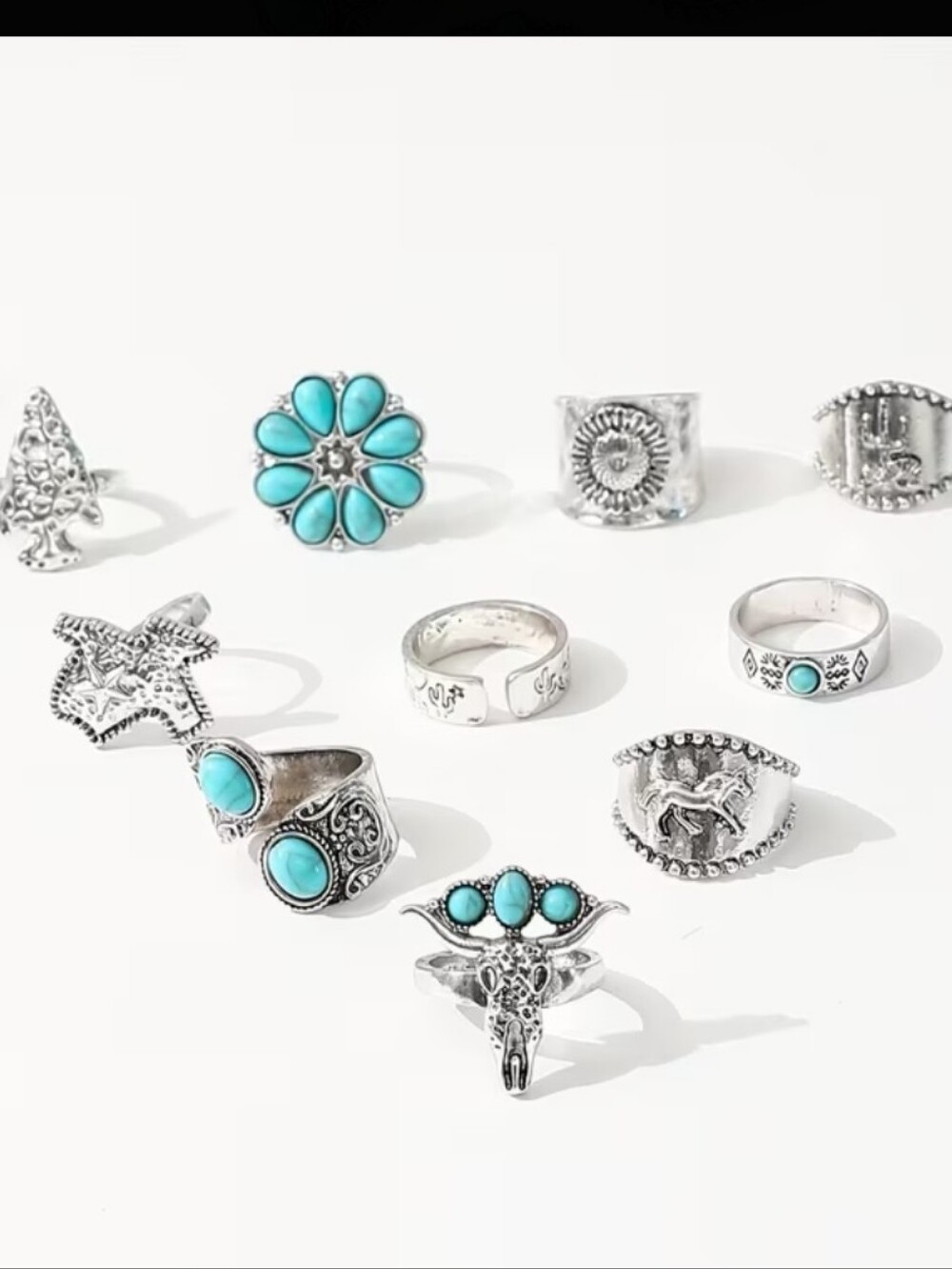 10 Pcs Turquoise Rings - Picture 3 of 3